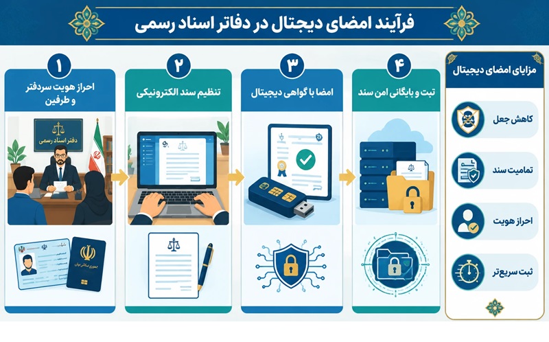 مراحل گام‌به‌گام ثبت سند رسمی با امضای دیجیتال